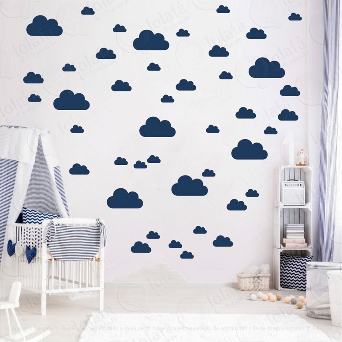 Adesivos Nuvens 78 Peças Adesivos para Quarto de Bebê Infantil Mod:775