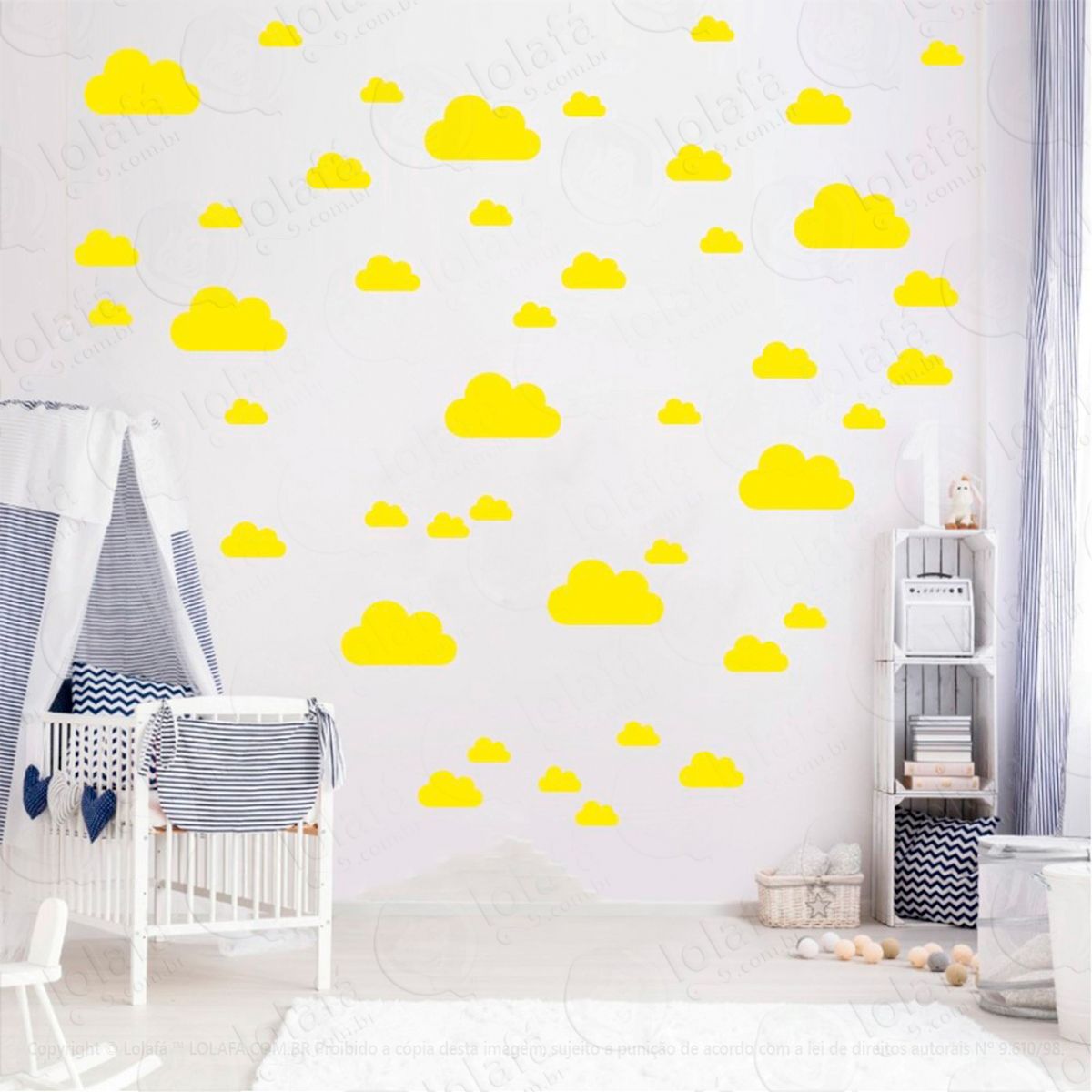 Adesivos Nuvens 78 Peças Adesivos para Quarto de Bebê Infantil Mod:776