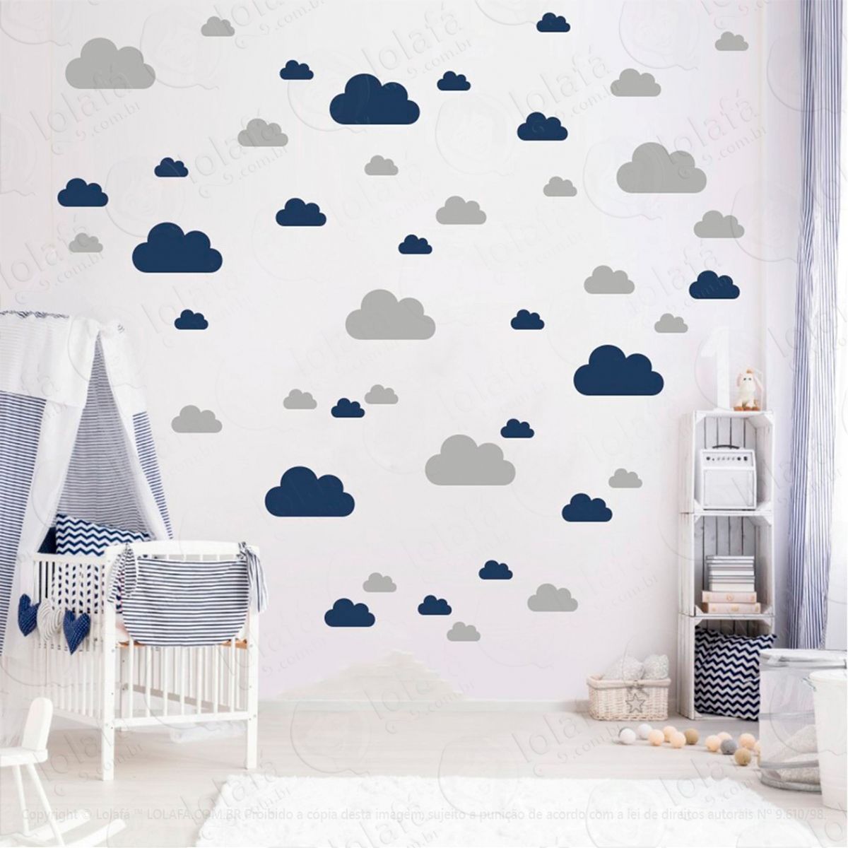 Adesivos Nuvens 78 Peças Adesivos para Quarto de Bebê Infantil Mod:777