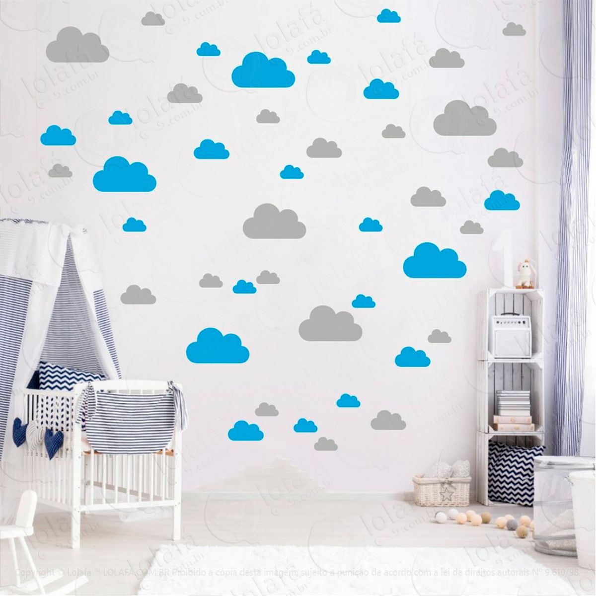 Adesivos Nuvens 78 Peças Adesivos para Quarto de Bebê Infantil Mod:778