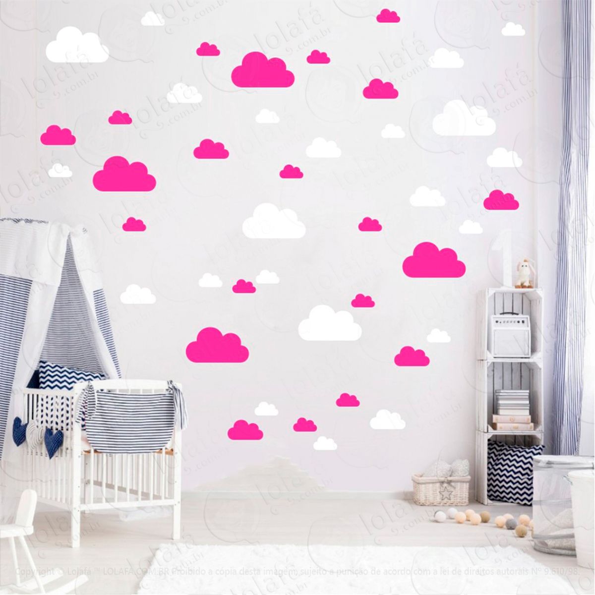 Adesivos Nuvens 78 Peças Adesivos para Quarto de Bebê Infantil Mod:779