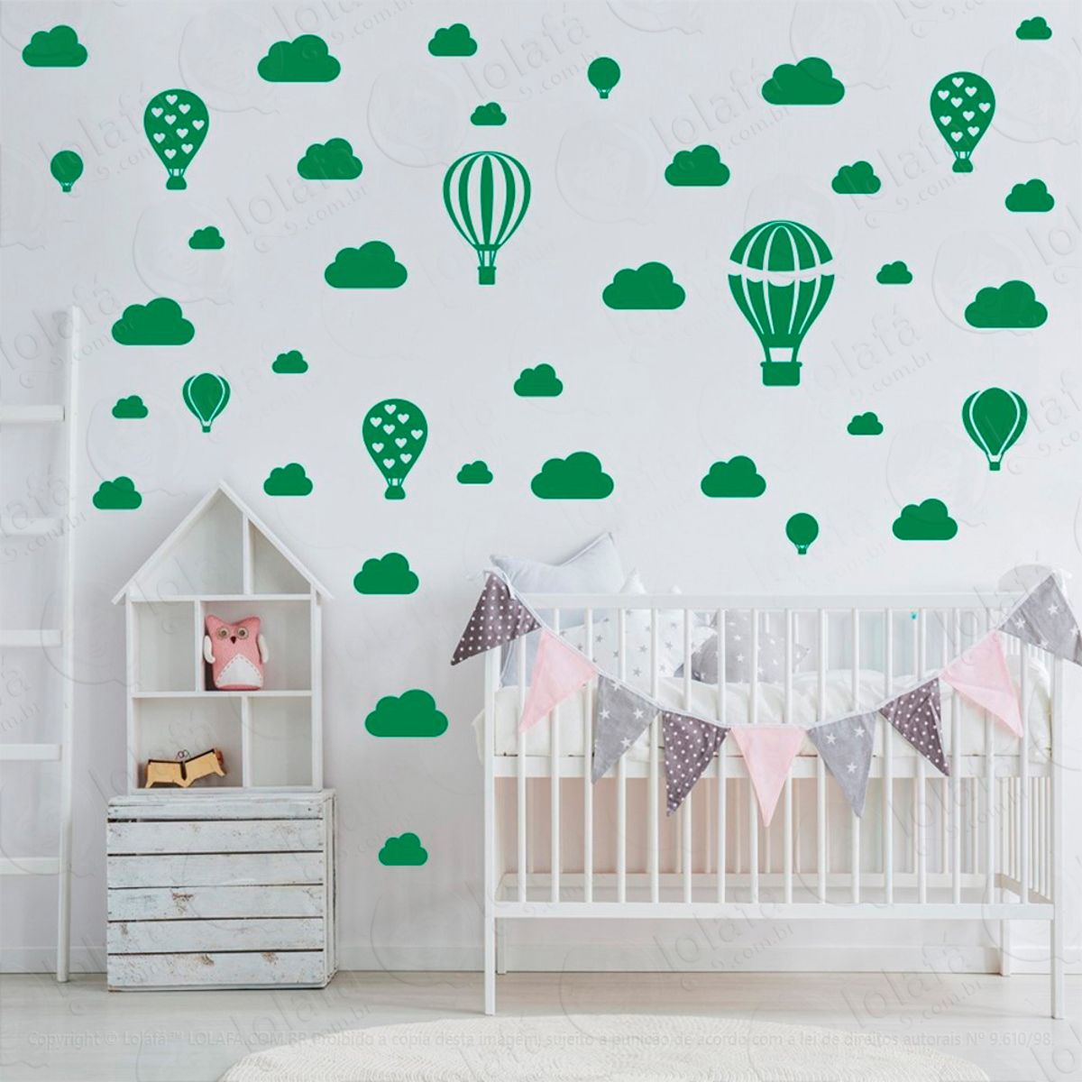 Adesivos Balões e Nuvens 42 Peças Adesivos para Quarto de Bebê Infantil Mod:804