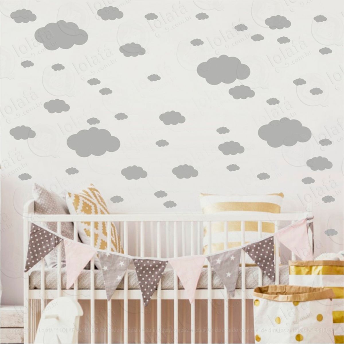 Adesivos Nuvens 62 Peças Adesivos para Quarto de Bebê Infantil Mod:815