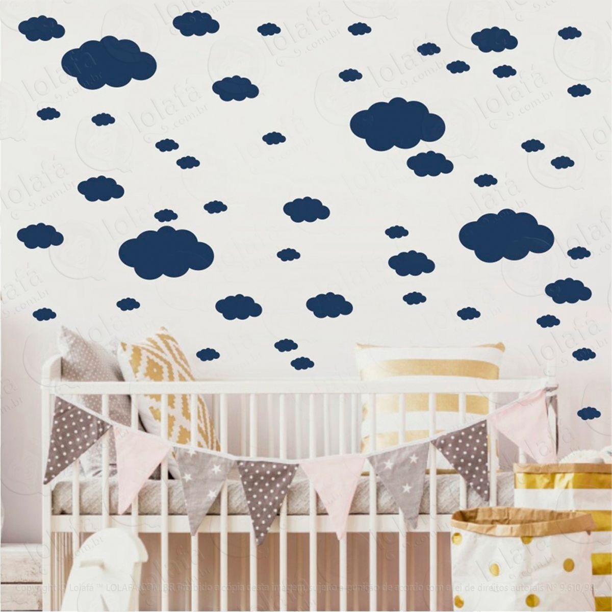 Adesivos Nuvens 62 Peças Adesivos para Quarto de Bebê Infantil Mod:816