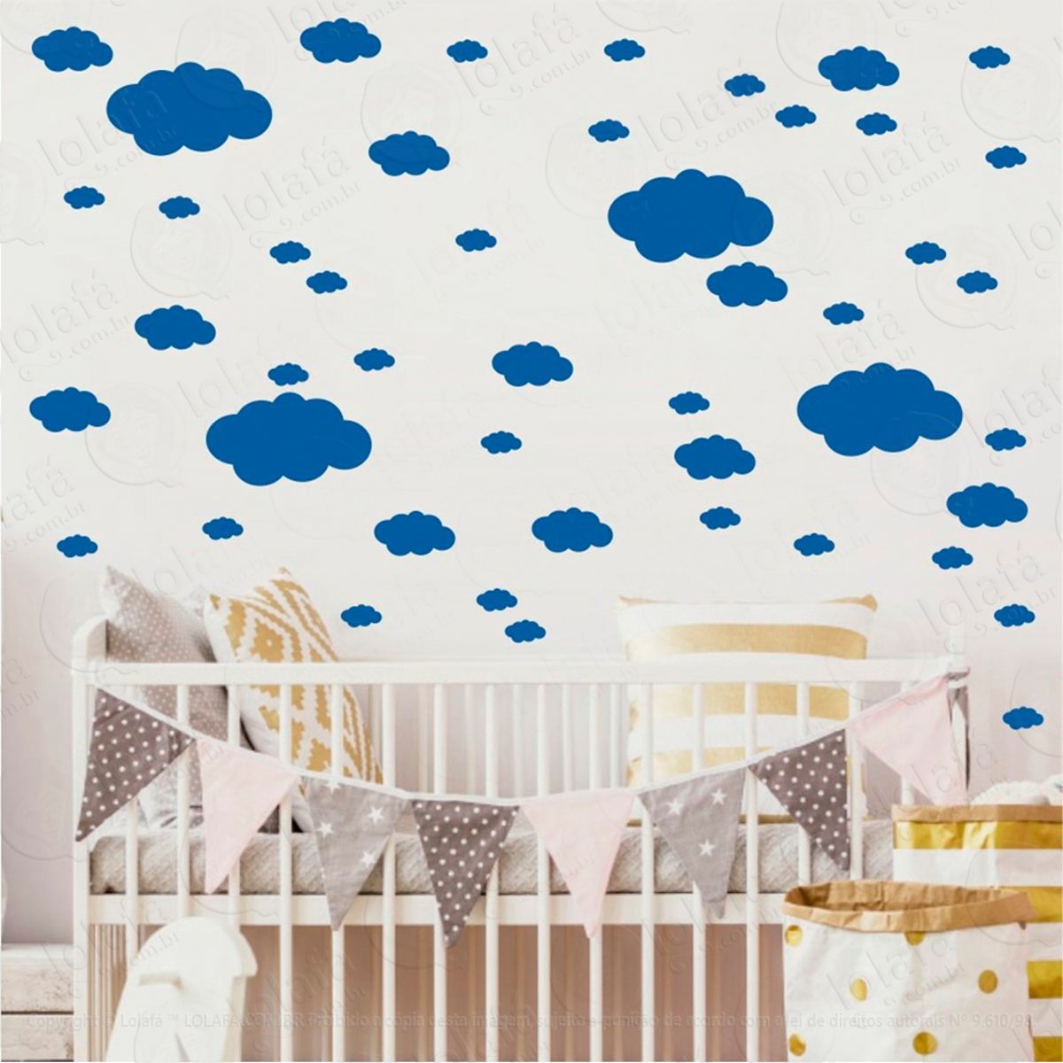 Adesivos Nuvens 62 Peças Adesivos para Quarto de Bebê Infantil Mod:818