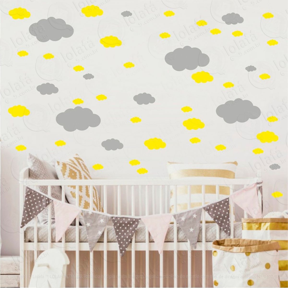Adesivos Nuvens 62 Peças Adesivos para Quarto de Bebê Infantil Mod:819