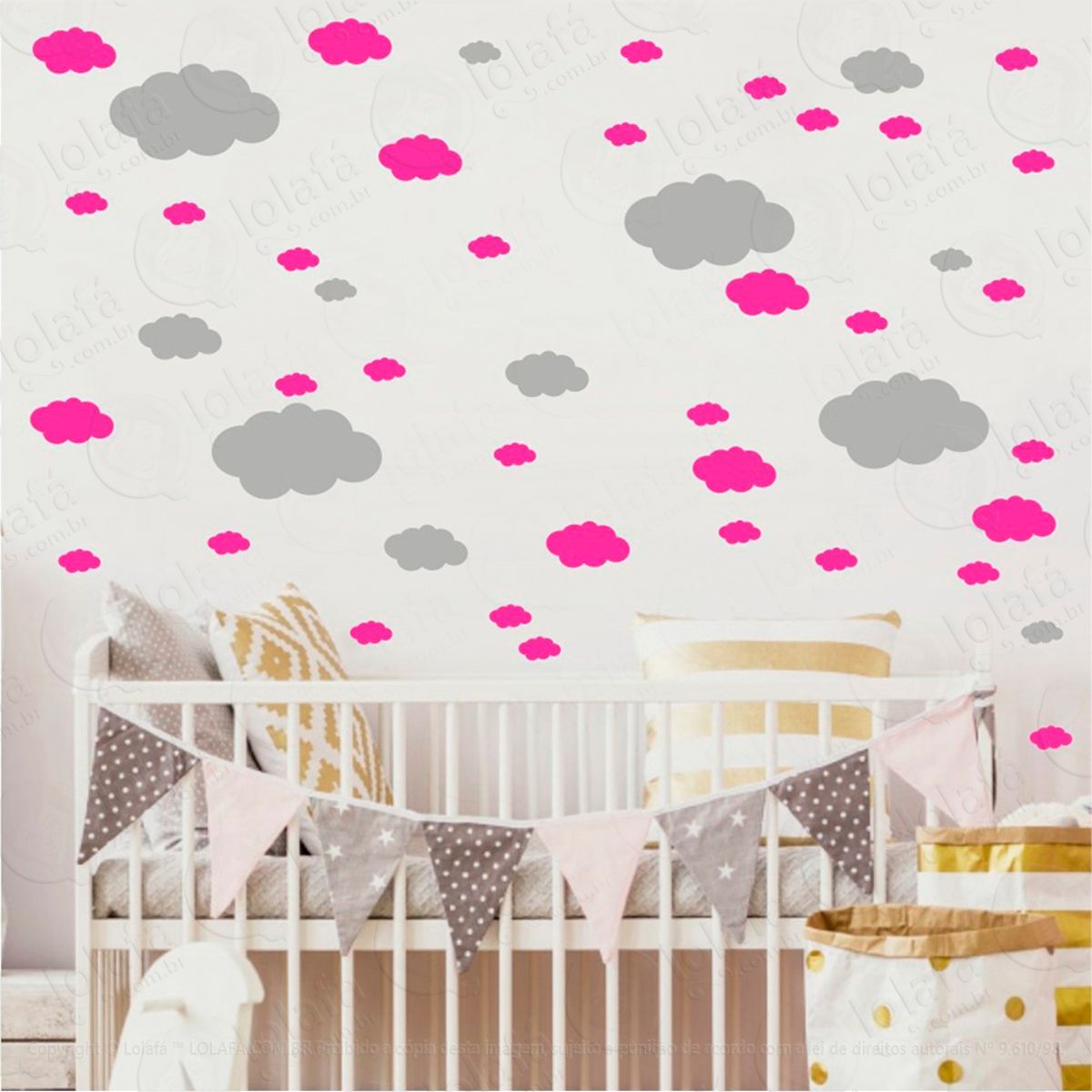 Adesivos Nuvens 62 Peças Adesivos para Quarto de Bebê Infantil Mod:821