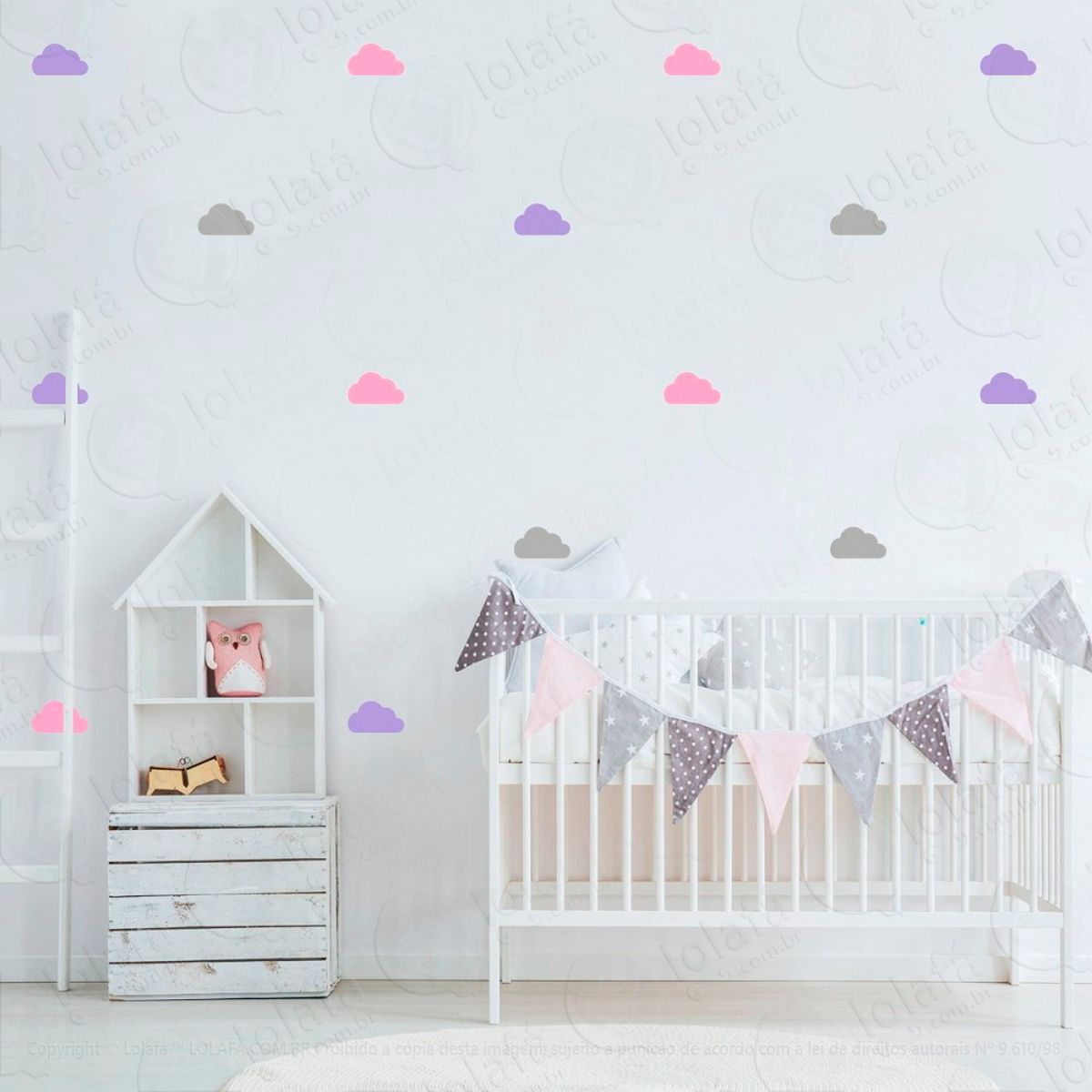 Adesivos Nuvens 56 Peças Adesivos para Quarto de Bebê Infantil Mod:857