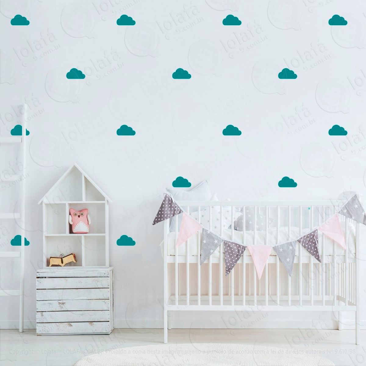 Adesivos Nuvens 56 Peças Adesivos para Quarto de Bebê Infantil Mod:858
