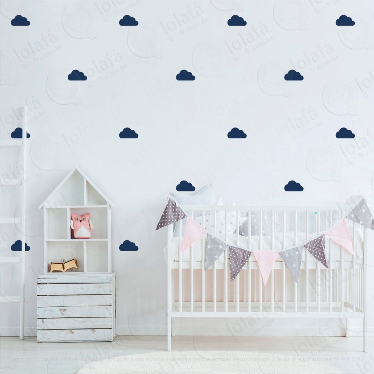 Adesivos Nuvens 56 Peças Adesivos para Quarto de Bebê Infantil Mod:859