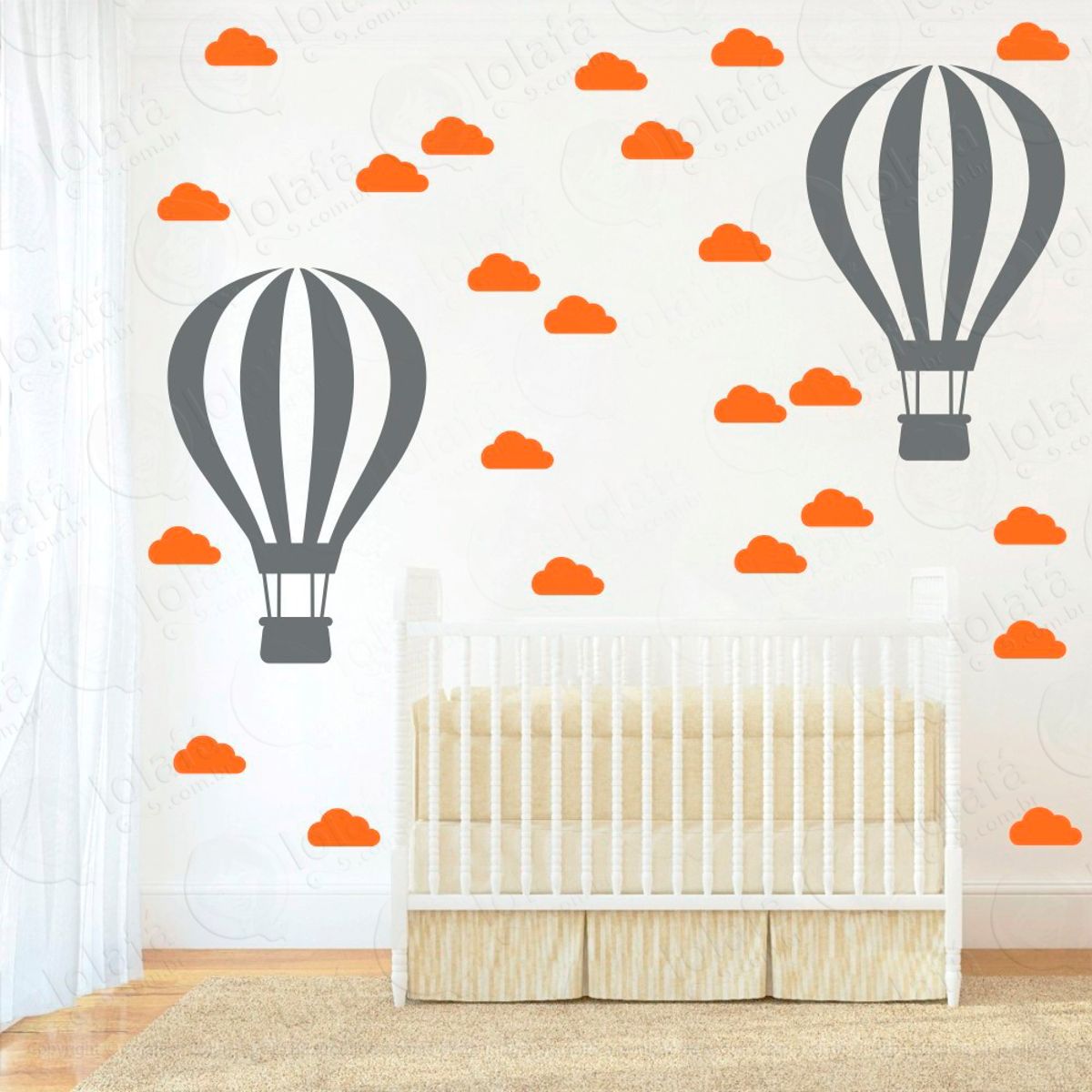 Adesivos Balão e Nuvens 50 Peças Adesivos para Quarto de Bebê Infantil Mod:860