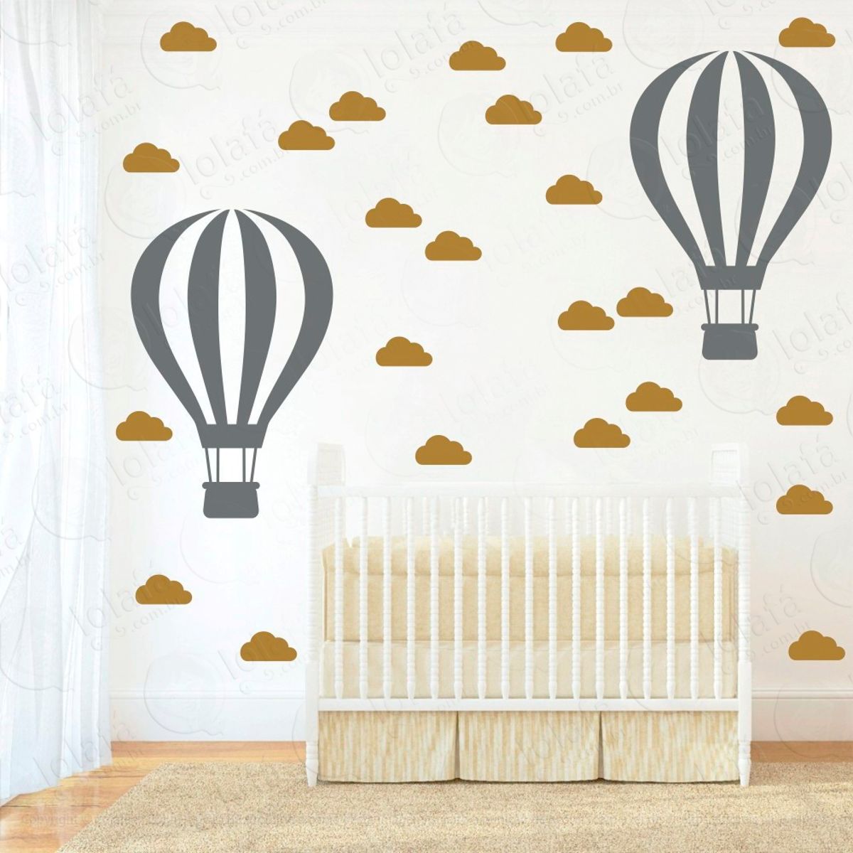 Adesivos Balão e Nuvens 50 Peças Adesivos para Quarto de Bebê Infantil Mod:861