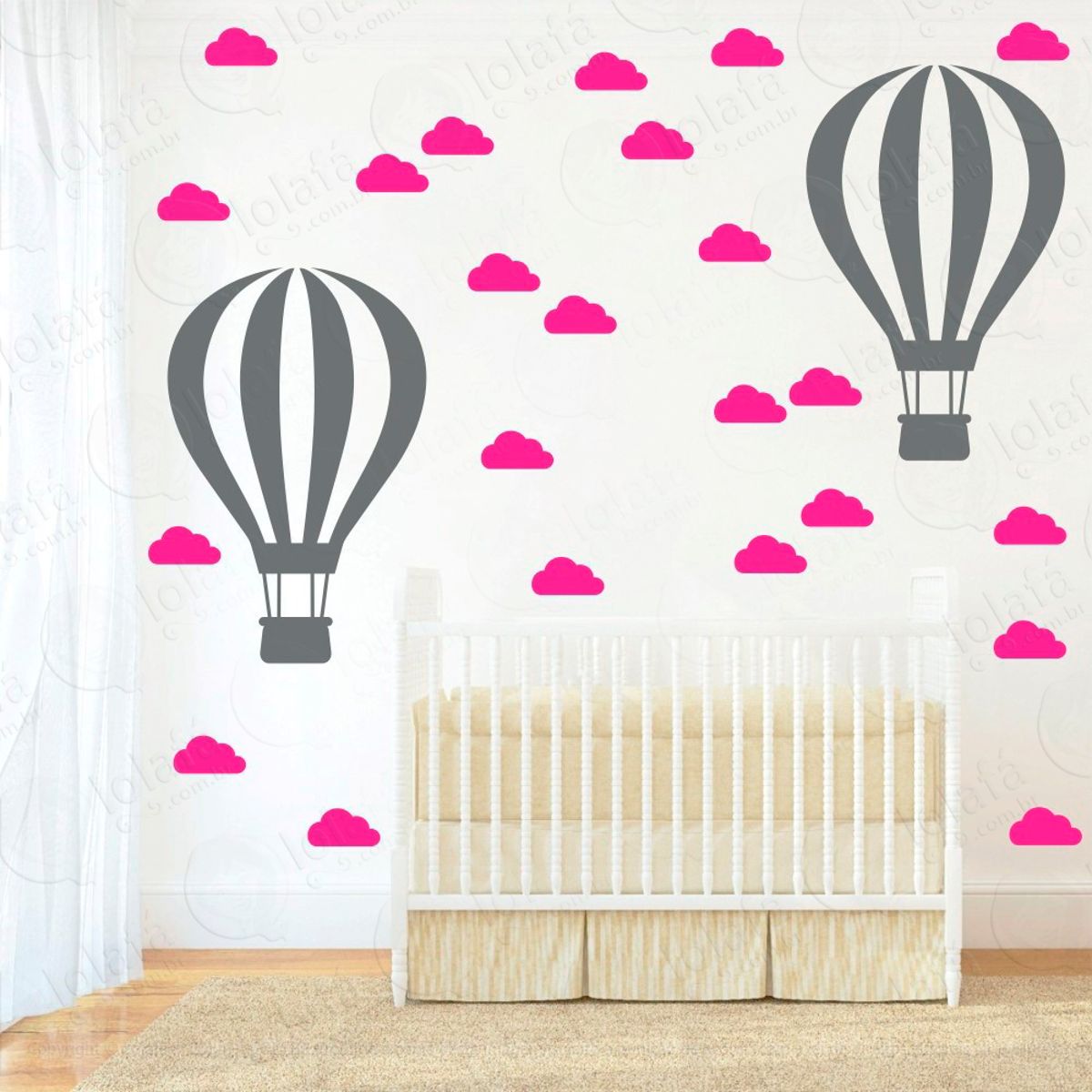Adesivos Balão e Nuvens 50 Peças Adesivos para Quarto de Bebê Infantil Mod:862