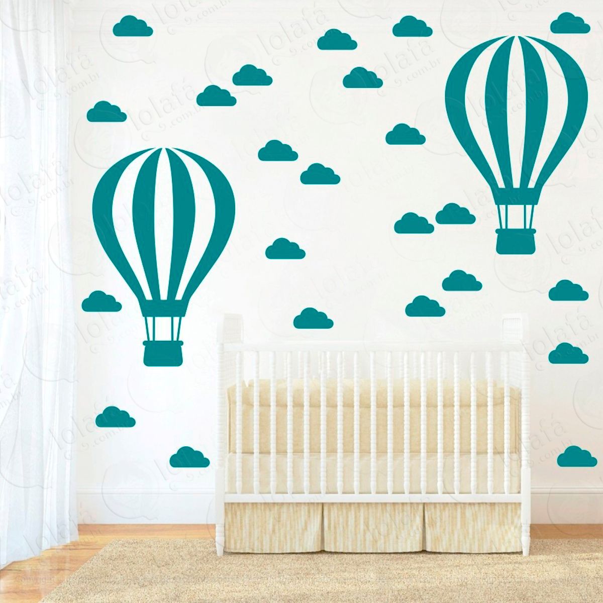 Adesivos Balão e Nuvens 50 Peças Adesivos para Quarto de Bebê Infantil Mod:864