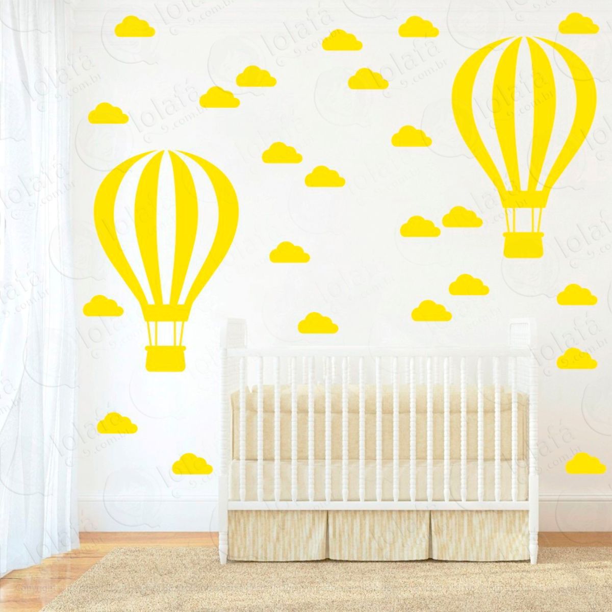 Adesivos Balão e Nuvens 50 Peças Adesivos para Quarto de Bebê Infantil Mod:865