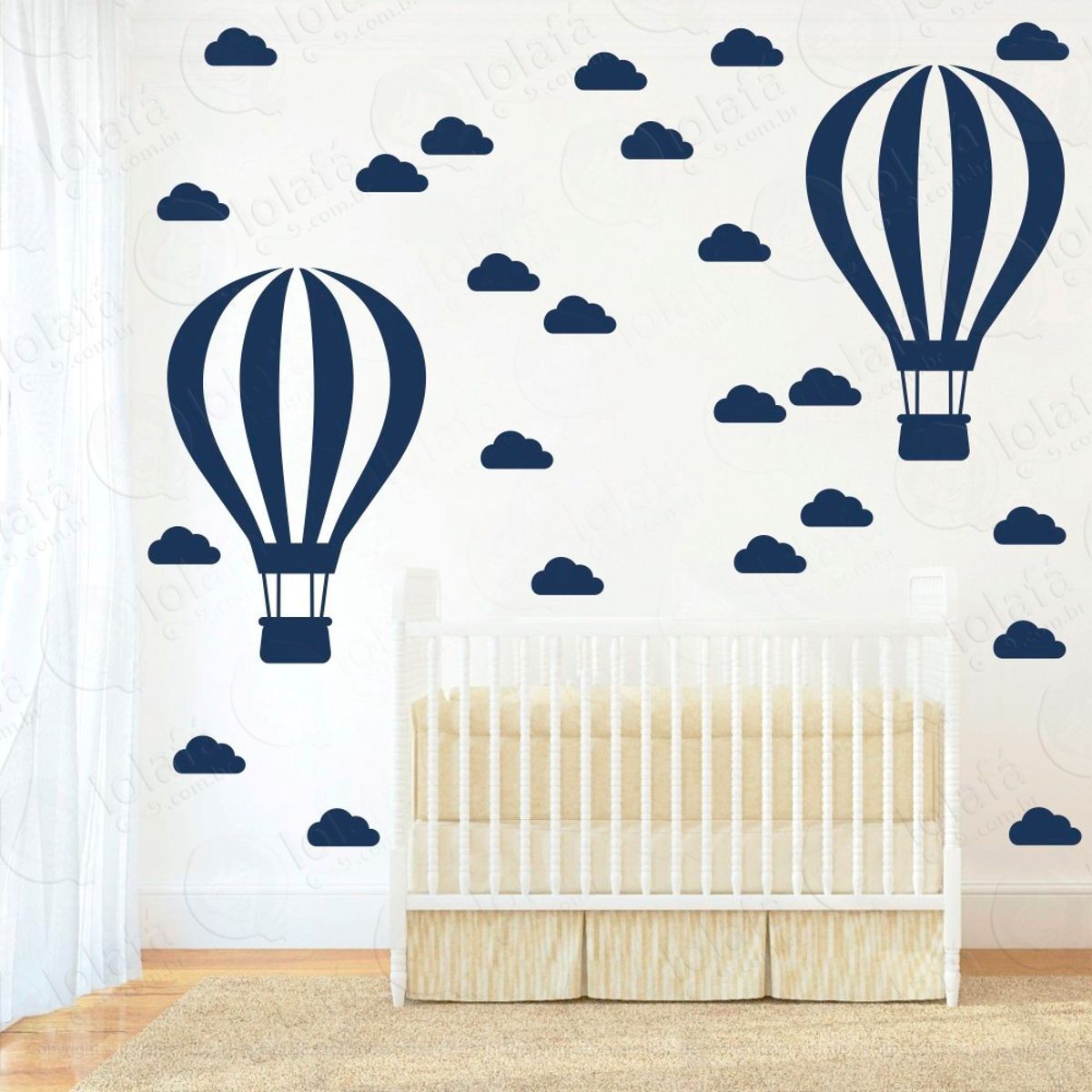 Adesivos Balão e Nuvens 50 Peças Adesivos para Quarto de Bebê Infantil Mod:866