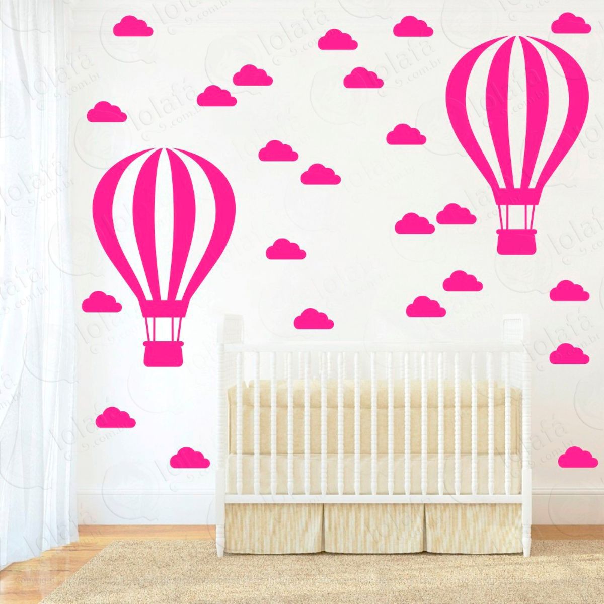 Adesivos Balão e Nuvens 50 Peças Adesivos para Quarto de Bebê Infantil Mod:867