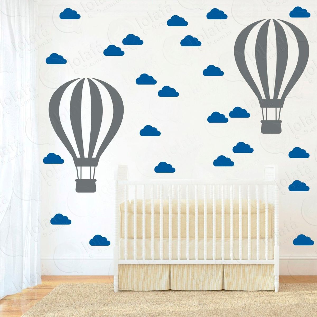 Adesivos Balão e Nuvens 50 Peças Adesivos para Quarto de Bebê Infantil Mod:868