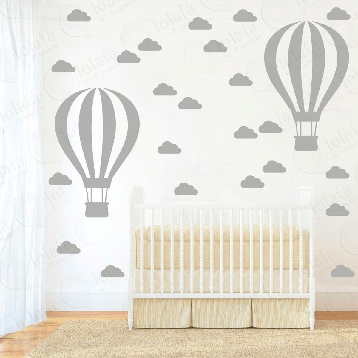 Adesivos Balão e Nuvens 50 Peças Adesivos para Quarto de Bebê Infantil Mod:869