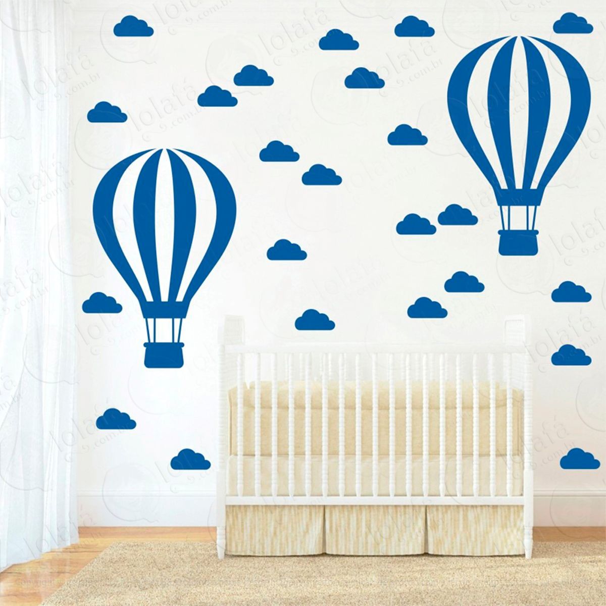 Adesivos Balão e Nuvens 50 Peças Adesivos para Quarto de Bebê Infantil Mod:870