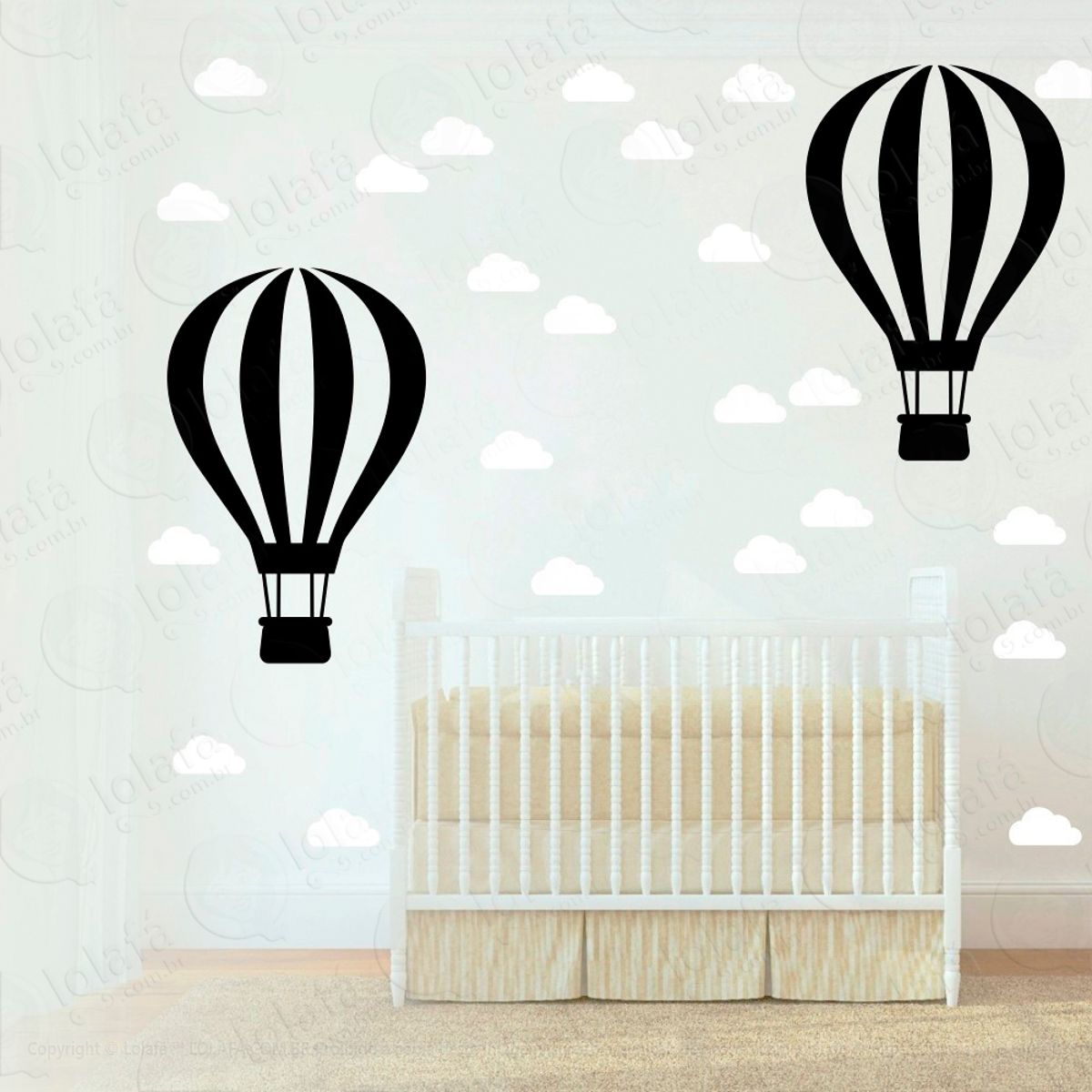 Adesivos Balão e Nuvens 50 Peças Adesivos para Quarto de Bebê Infantil Mod:871