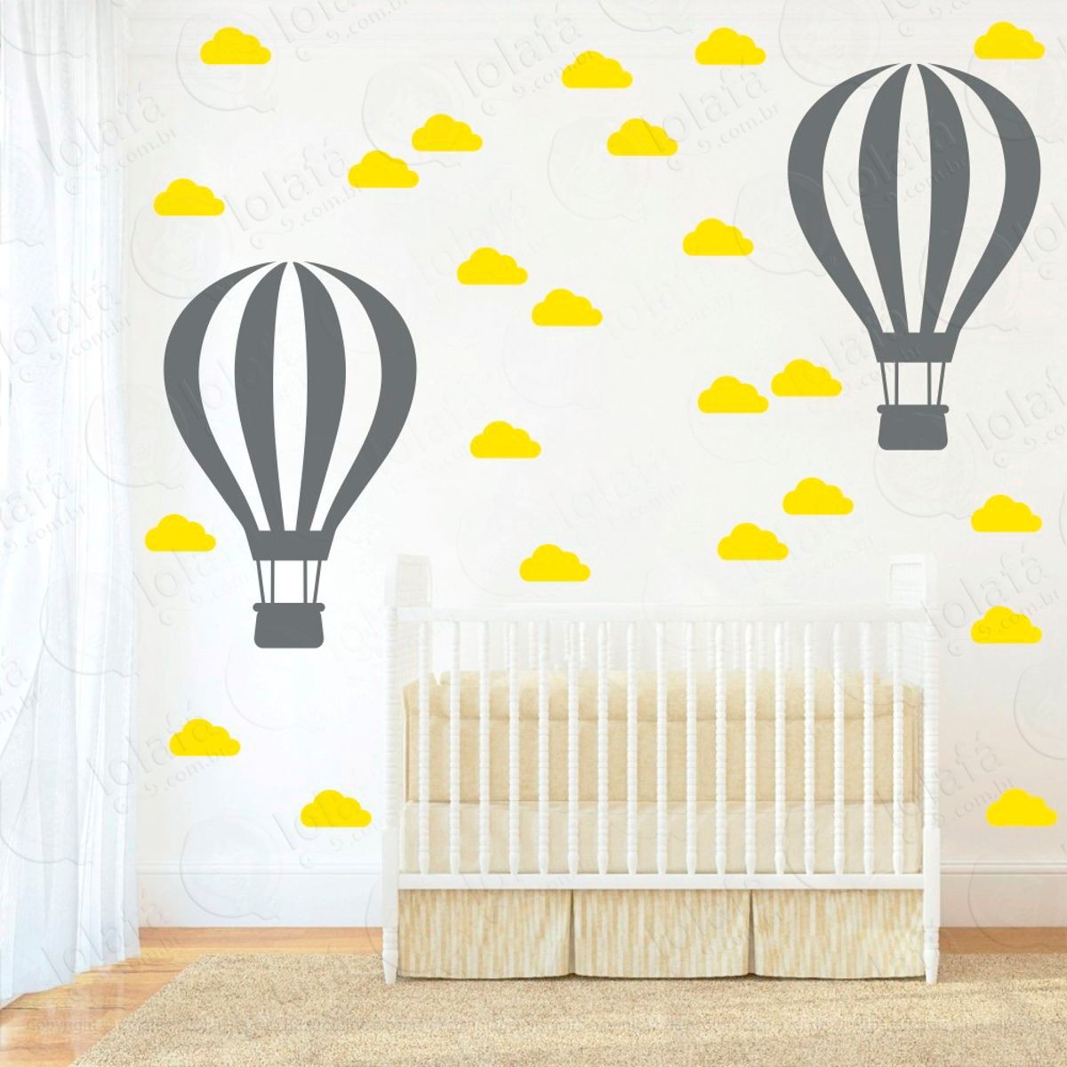 Adesivos Balão e Nuvens 50 Peças Adesivos para Quarto de Bebê Infantil Mod:872