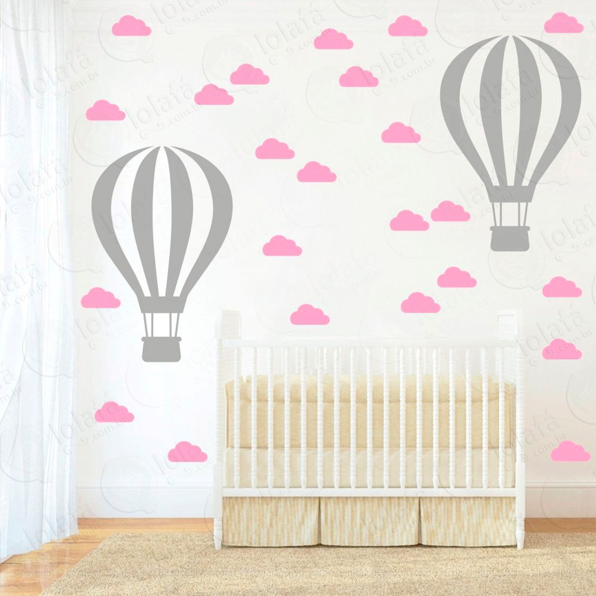 Adesivos Balão e Nuvens 50 Peças Adesivos para Quarto de Bebê Infantil Mod:873