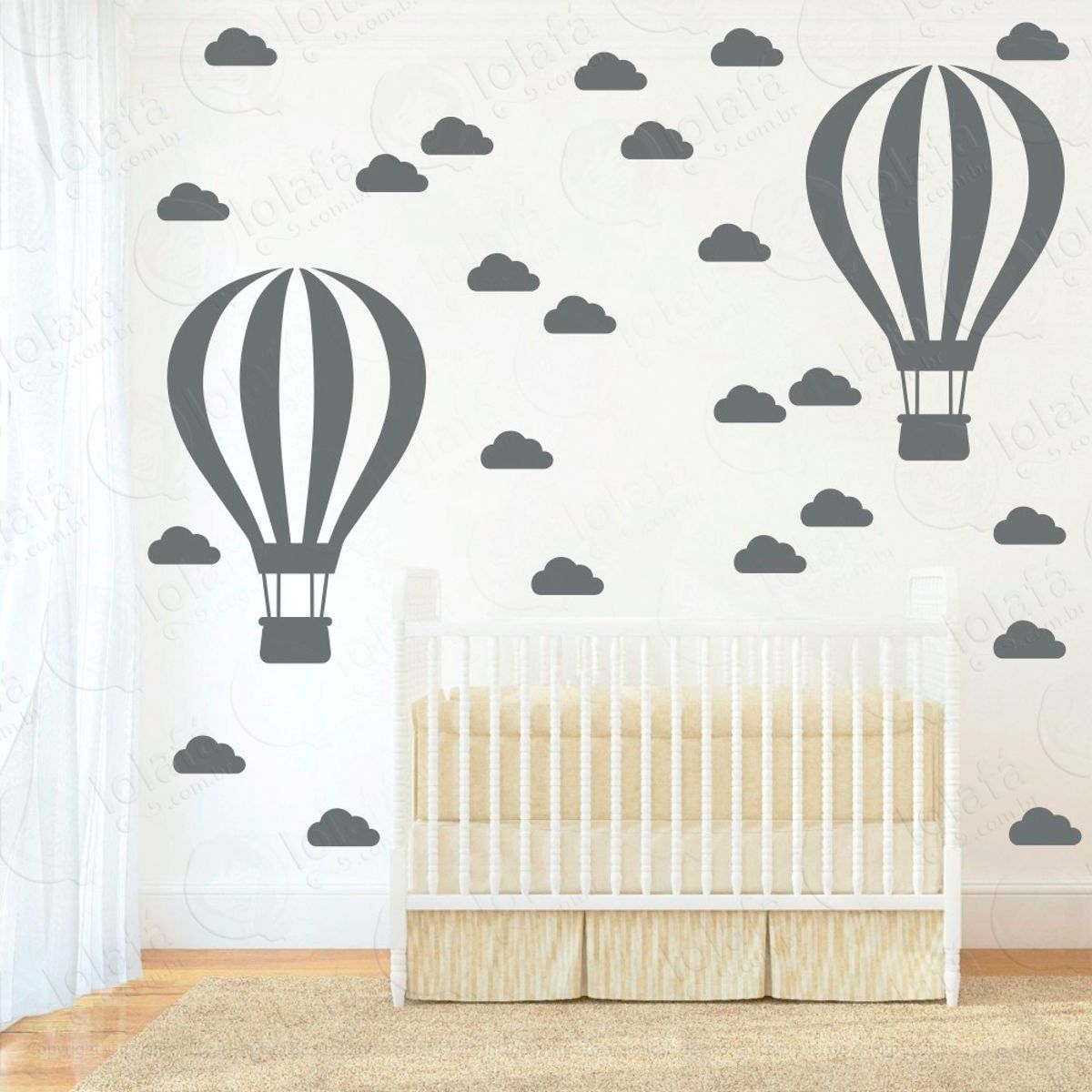 Adesivos Balão e Nuvens 50 Peças Adesivos para Quarto de Bebê Infantil Mod:874