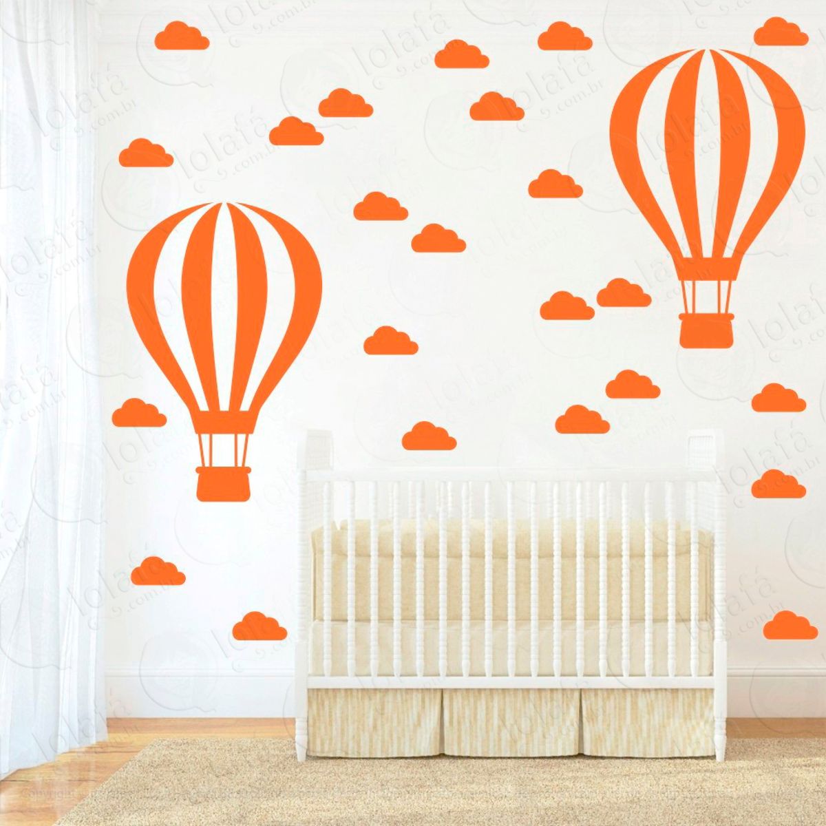 Adesivos Balão e Nuvens 50 Peças Adesivos para Quarto de Bebê Infantil Mod:875