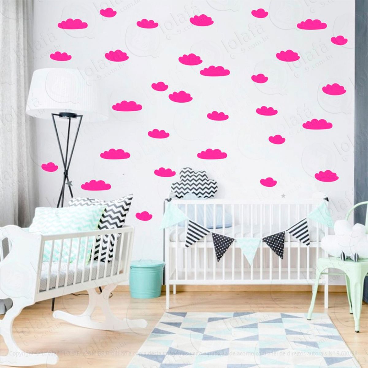 Adesivos Nuvens 48 Peças Adesivos para Quarto de Bebê Infantil Mod:877