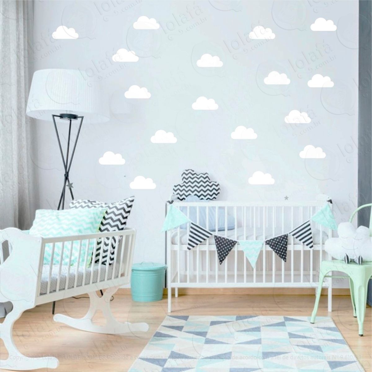 Adesivos Nuvens 28 Peças Adesivos para Quarto de Bebê Infantil Mod:880