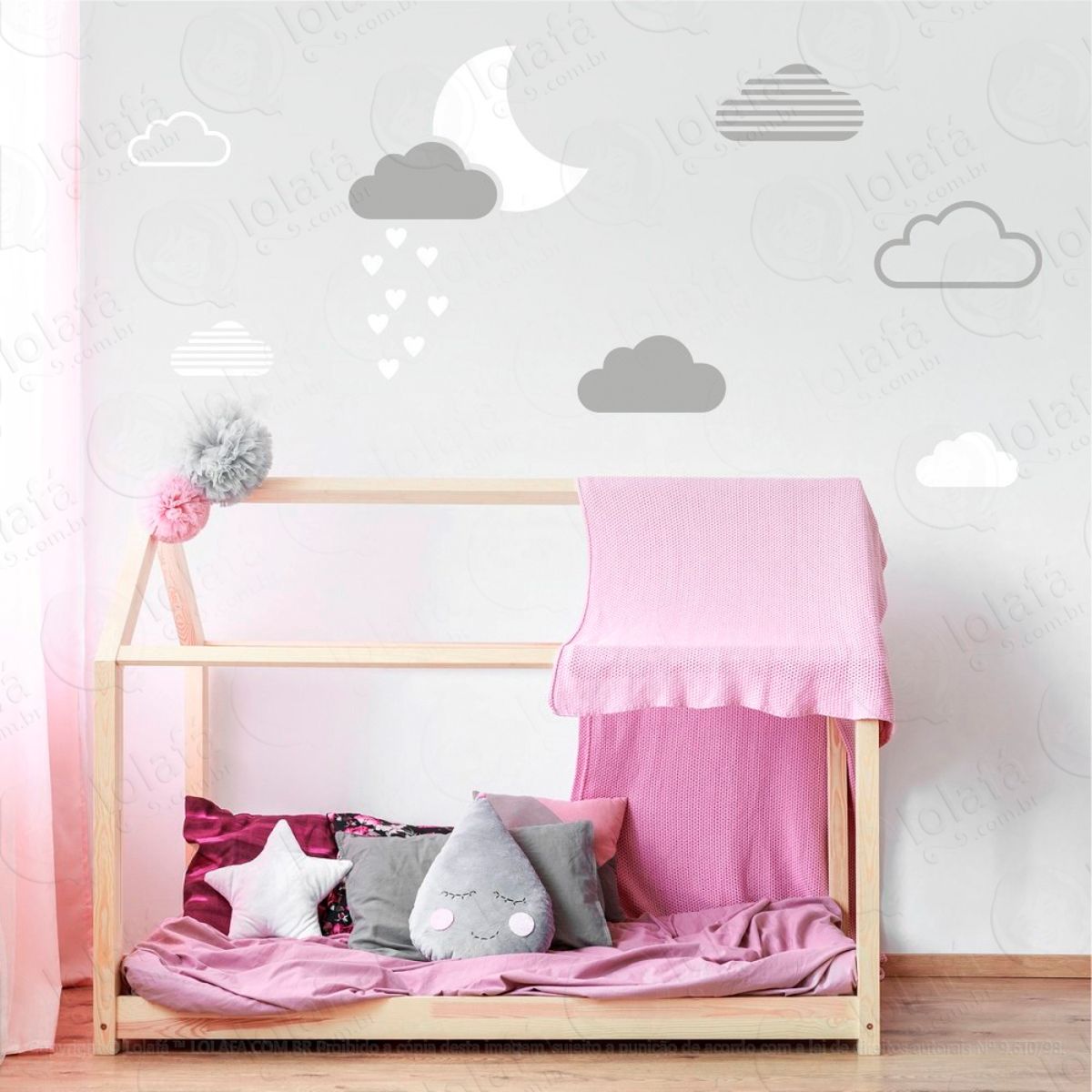 Adesivos Lua e Nuvens 15 Peças Adesivos para Quarto de Bebê Infantil Mod:884