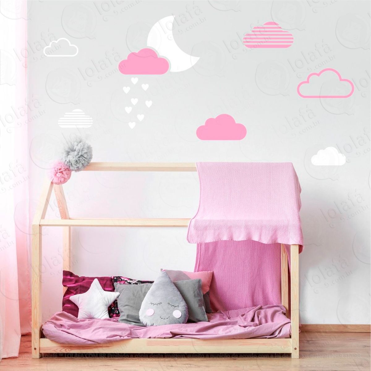 Adesivos Lua e Nuvens 15 Peças Adesivos para Quarto de Bebê Infantil Mod:885