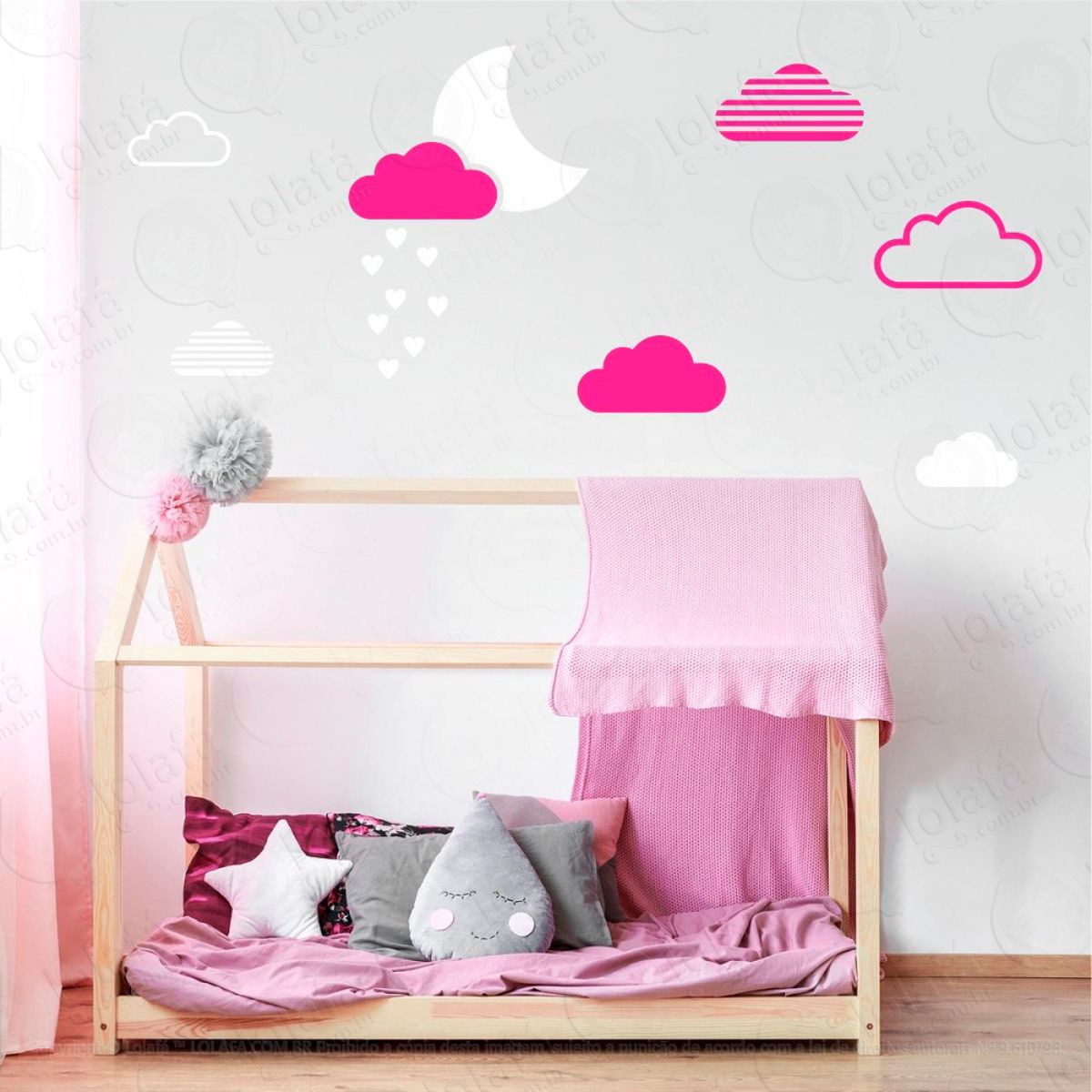 Adesivos Lua e Nuvens 15 Peças Adesivos para Quarto de Bebê Infantil Mod:887