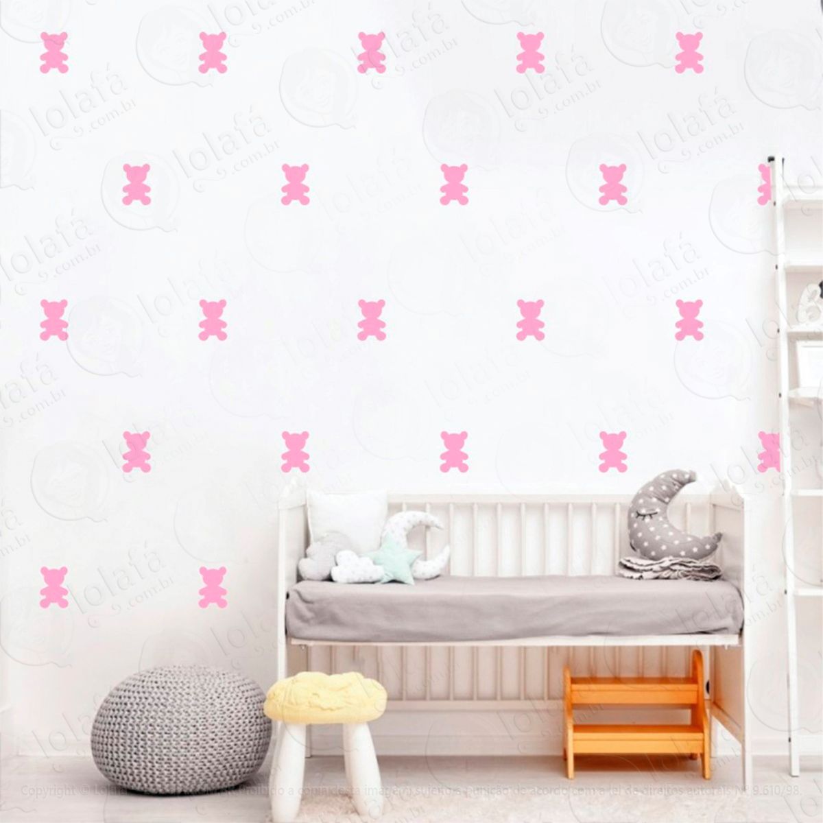 Adesivos Ursinhos 64 Peças Adesivos para Quarto de Bebê Infantil Mod:898