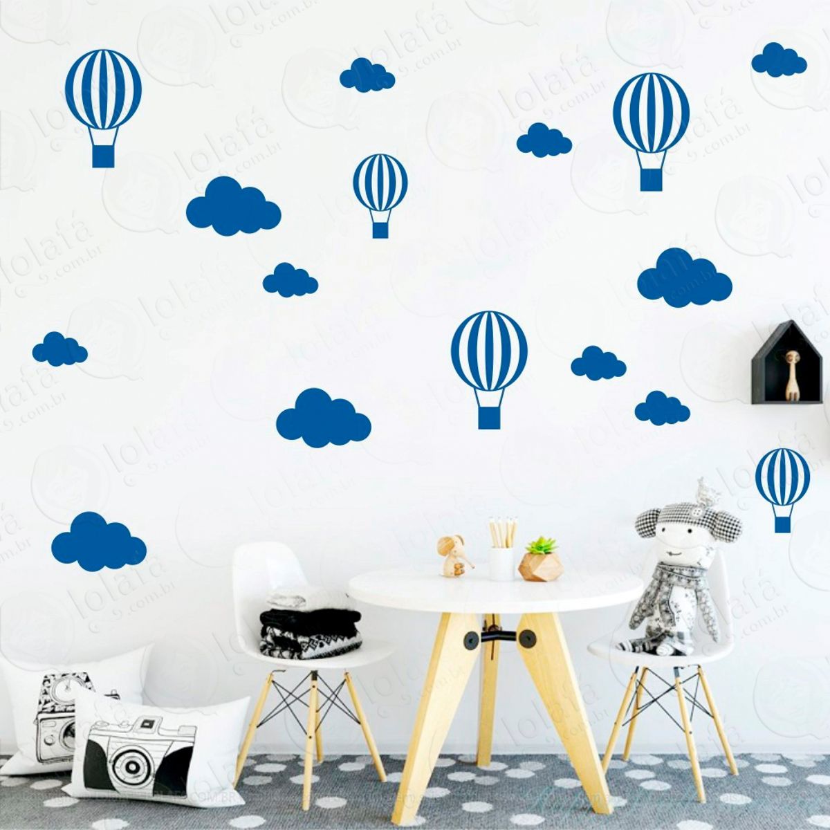 Adesivos Nuvens e Balões 50 Peças Adesivos para Quarto de Bebê Infantil Mod:903