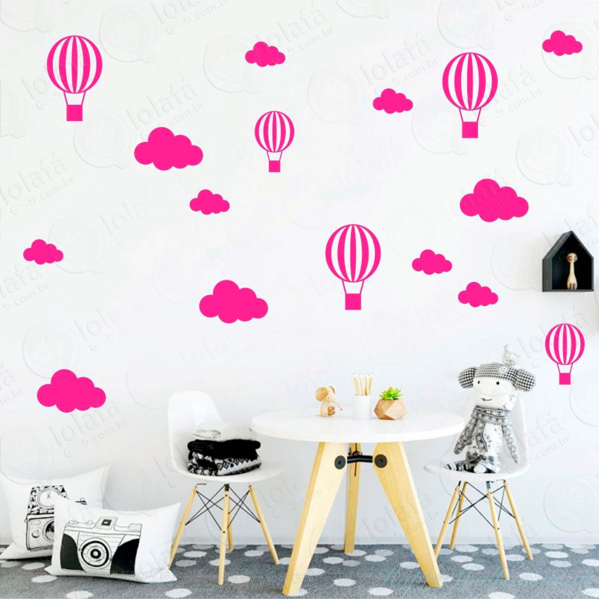 Adesivos Nuvens e Balões 50 Peças Adesivos para Quarto de Bebê Infantil Mod:904