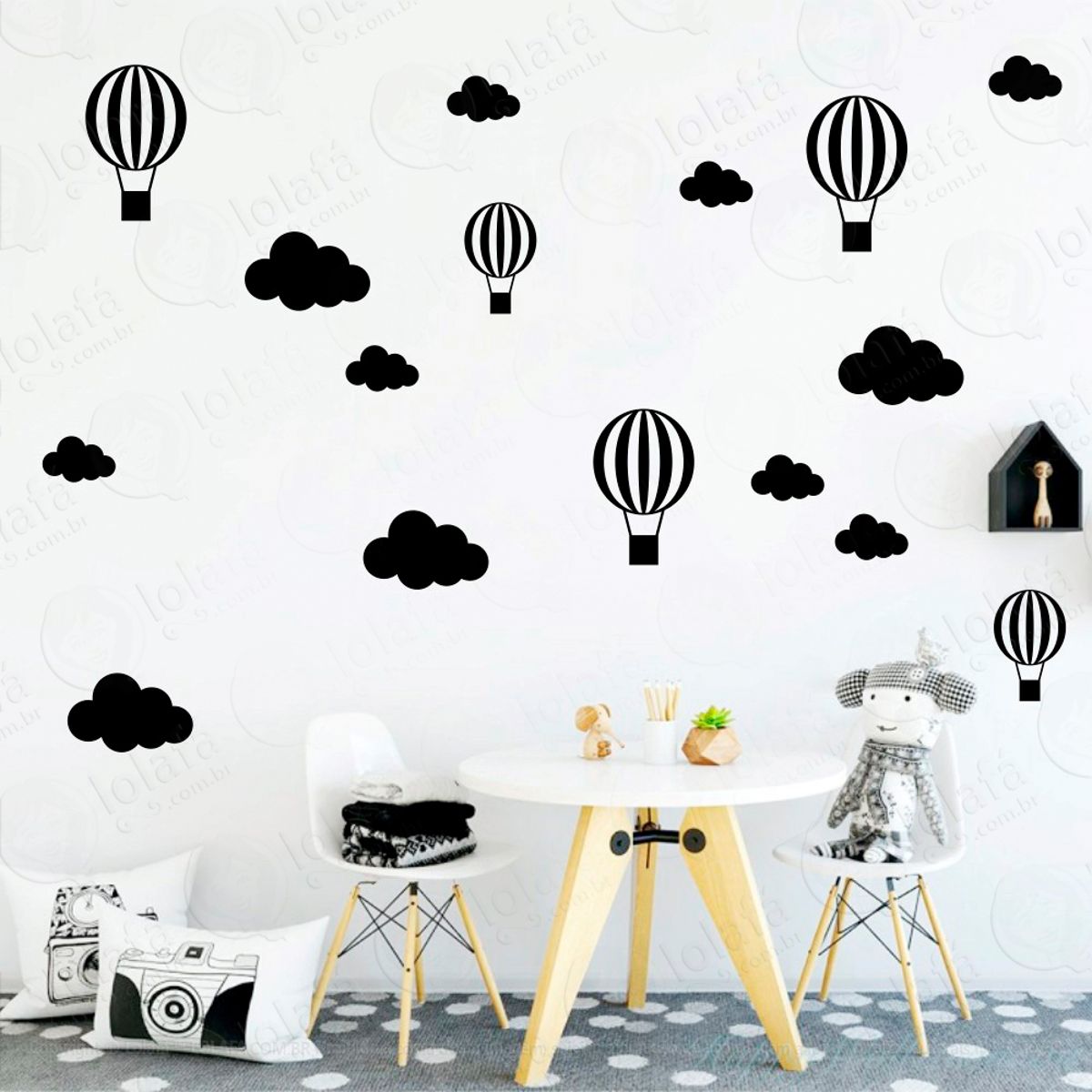 Adesivos Nuvens e Balões 50 Peças Adesivos para Quarto de Bebê Infantil Mod:905