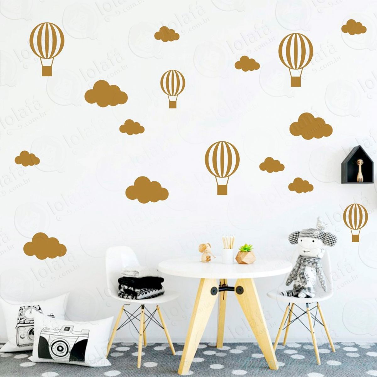 Adesivos Nuvens e Balões 50 Peças Adesivos para Quarto de Bebê Infantil Mod:906