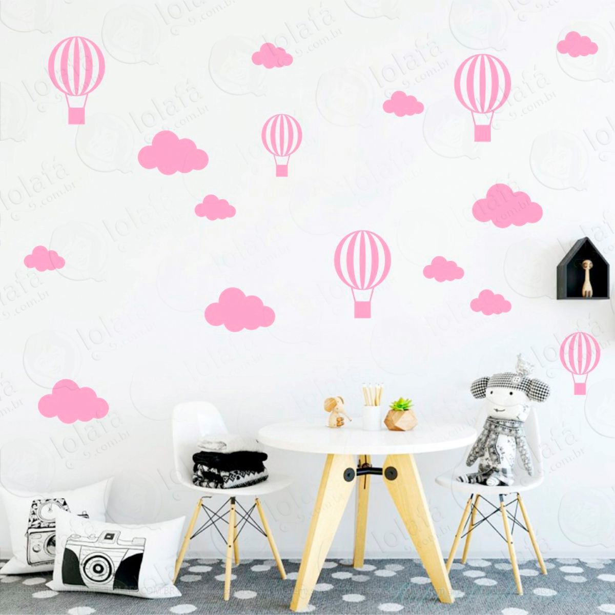 Adesivos Nuvens e Balões 50 Peças Adesivos para Quarto de Bebê Infantil Mod:909