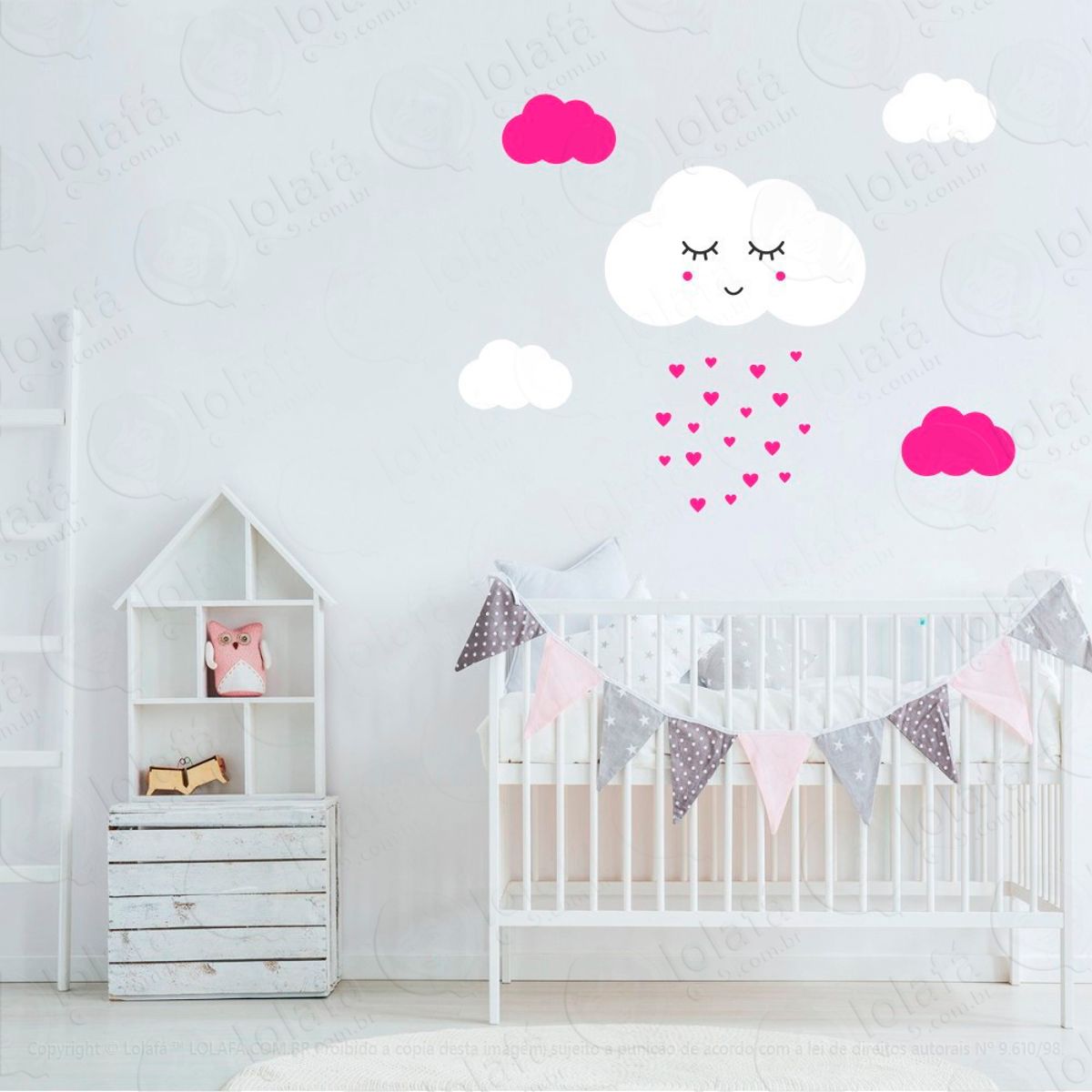 Adesivos Nuvem com Rostinho 23 Peças Adesivos para Quarto de Bebê Infantil Mod:920