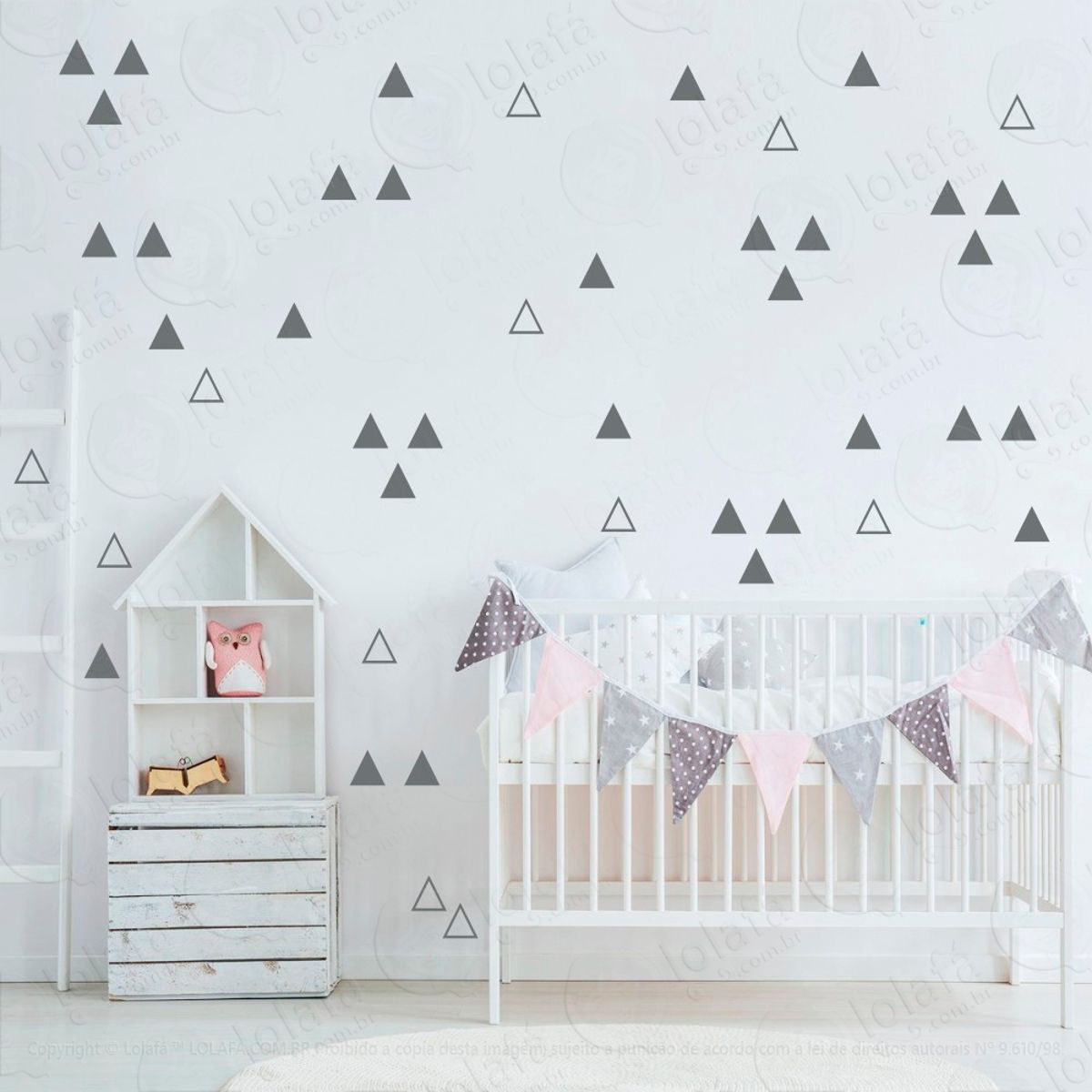 Adesivos Triângulos 120 Peças Adesivos para Quarto de Bebê Infantil Mod:923