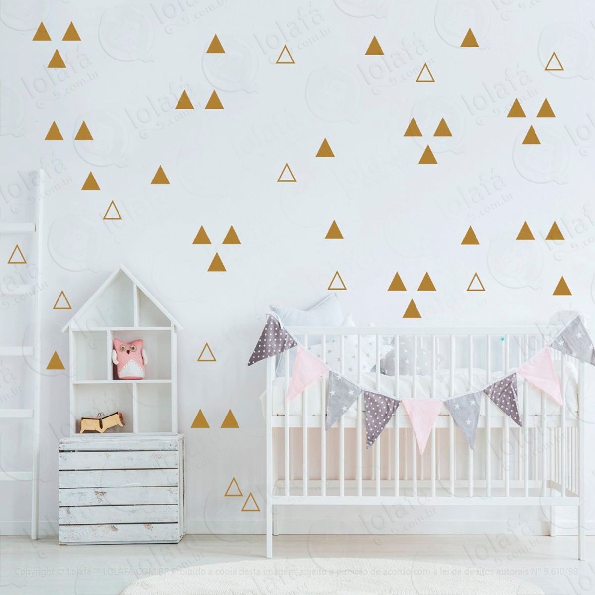 Adesivos Triângulos 120 Peças Adesivos para Quarto de Bebê Infantil Mod:924