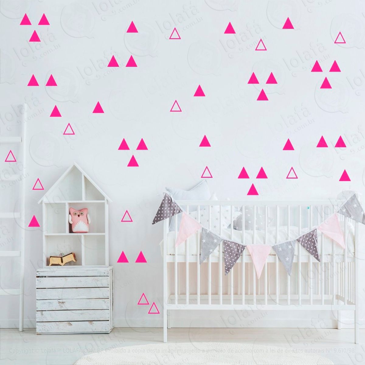 Adesivos Triângulos 120 Peças Adesivos para Quarto de Bebê Infantil Mod:925