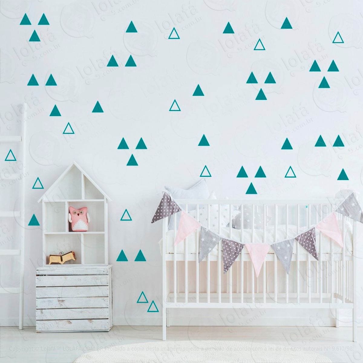 Adesivos Triângulos 120 Peças Adesivos para Quarto de Bebê Infantil Mod:926