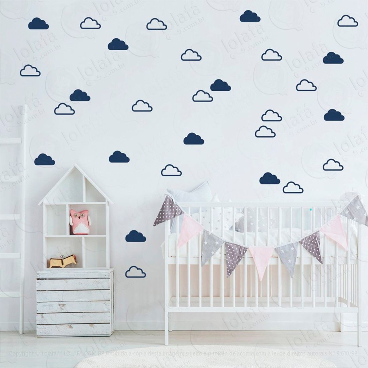 Adesivos Nuvens 56 Peças Adesivos para Quarto de Bebê Infantil Mod:927