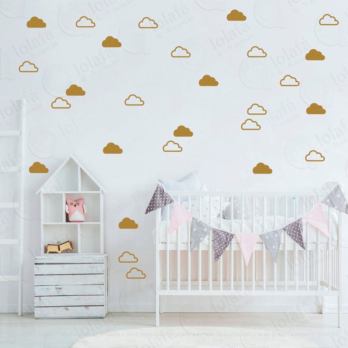 Adesivos Nuvens 56 Peças Adesivos para Quarto de Bebê Infantil Mod:928
