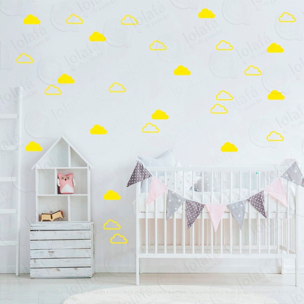 Adesivos Nuvens 56 Peças Adesivos para Quarto de Bebê Infantil Mod:929