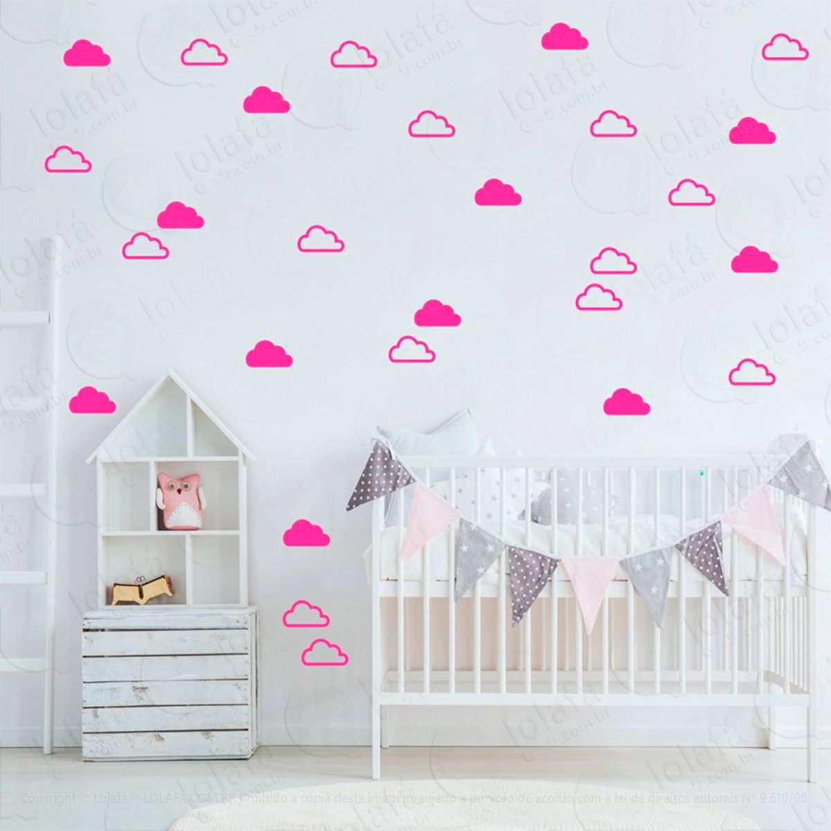 Adesivos Nuvens 56 Peças Adesivos para Quarto de Bebê Infantil Mod:930
