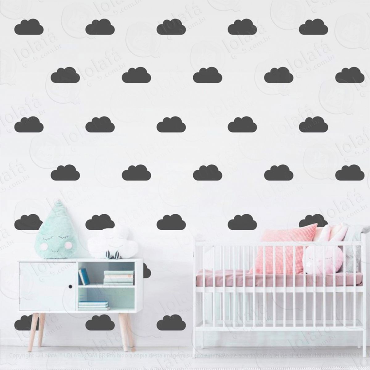Adesivos Nuvens 36 Peças Adesivos para Quarto de Bebê Infantil Mod:931